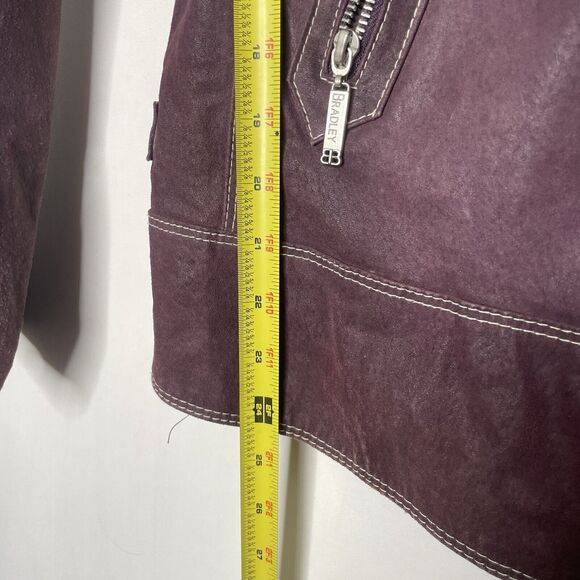 Y2K Purple Leather Jacket Women’s L Moto Biker Grunge Faux Fur Collar Leather - Picture 13 of 13